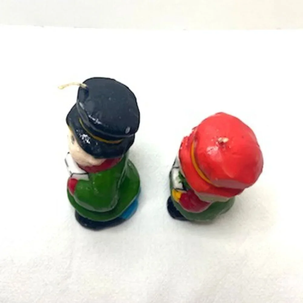 Vintage Interpur Christmas Caroler Candles Pair Retro Classic Holiday Decor 5